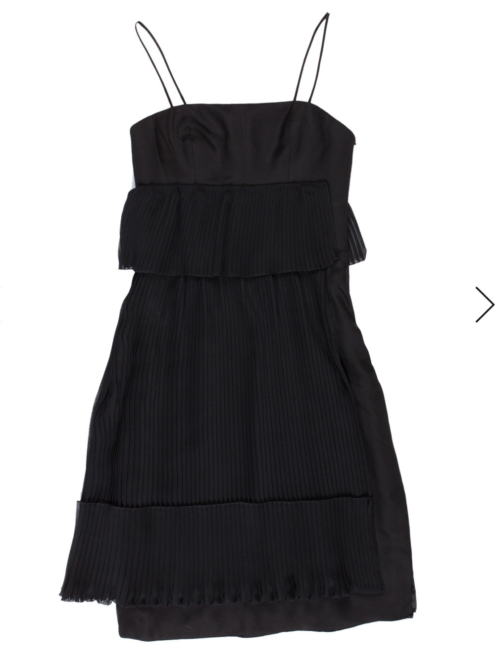 Akris Black Pleated Tiered Spaghetti-Strap Mini Dress
